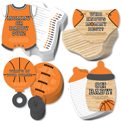 Nothin' But Net - Basketball - 4 Baby Shower Games - 10 Cards Each - Gamerific Bundle