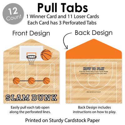 Nothin' But Net - Basketball - Baby Shower or Birthday Party Game Pickle Cards - Pull Tabs 3-in-a-Row - Set of 12