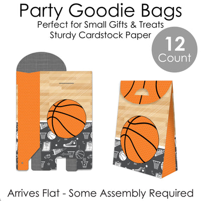 Nothin' But Net - Basketball - Baby Shower or Birthday Gift Favor Bags - Party Goodie Boxes - Set of 12
