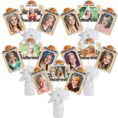 Nothin' But Net - Basketball - Baby Shower or Birthday Party Picture Centerpiece Sticks - Photo Table Toppers - 15 Pieces