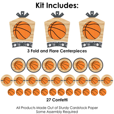 Nothin' But Net - Basketball - Baby Shower or Birthday Party Decor and Confetti - Terrific Table Centerpiece Kit - Set of 30