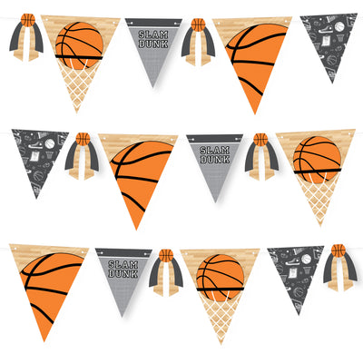 Nothin’ But Net - Basketball - DIY Baby Shower or Birthday Party Pennant Garland Decoration - Triangle Banner - 30 Pieces