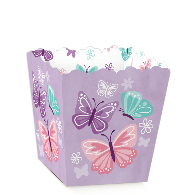 Beautiful Butterfly - Party Mini Favor Boxes - Floral Baby Shower or Birthday Party Treat Candy Boxes - Set of 12