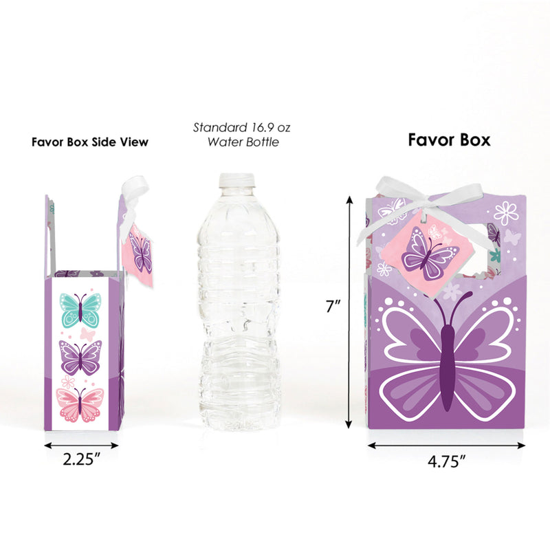 Beautiful Butterfly - Floral Baby Shower or Birthday Party Favor Boxes - Set of 12