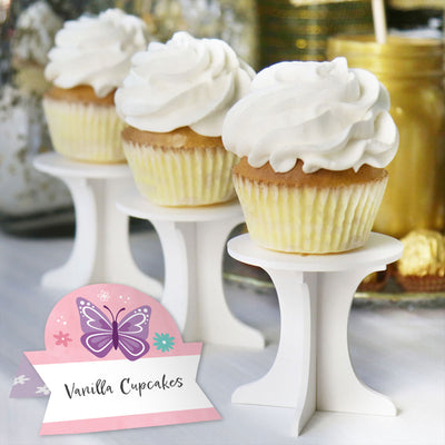 Beautiful Butterfly - Floral Baby Shower or Birthday Party Tent Buffet Card - Table Setting Name Place Cards - Set of 24
