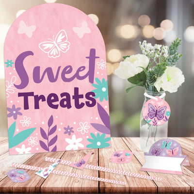 Beautiful Butterfly - DIY Floral Baby Shower or Birthday Party Sweet Treats Signs - Snack Bar Decorations Kit - 50 Pieces