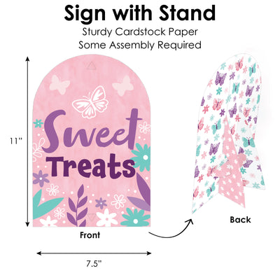 Beautiful Butterfly - DIY Floral Baby Shower or Birthday Party Sweet Treats Signs - Snack Bar Decorations Kit - 50 Pieces