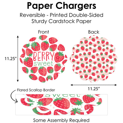 Berry Sweet Strawberry - Fruit Themed Birthday Party or Baby Shower Paper Charger and Table Decorations - Chargerific Kit - Place Setting for 8