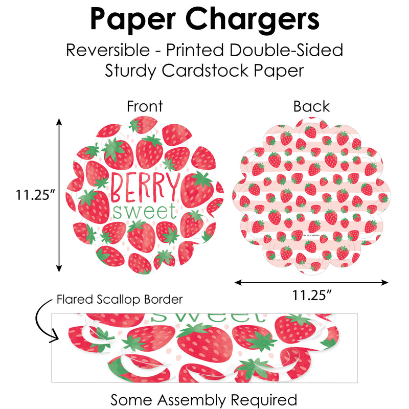 Berry Sweet Strawberry - Fruit Themed Birthday Party or Baby Shower Paper Charger and Table Decorations - Chargerific Kit - Place Setting for 8