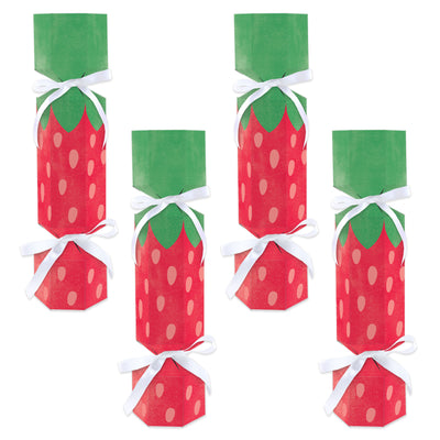Berry Sweet Strawberry - No Snap Fruit Themed Birthday Party or Baby Shower Party Table Favors - DIY Cracker Boxes - Set of 12