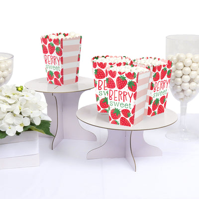 Berry Sweet Strawberry - Fruit Themed Birthday Party or Baby Shower Favor Popcorn Treat Boxes - Set of 12