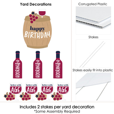 Better with Age - Wine Happy Birthday - Yard Sign and Outdoor Lawn Decorations - Funny Birthday Prank Yard Signs - Set of 8