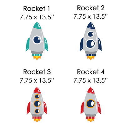 Blast Off to Outer Space - Lawn Decorations - Outdoor Rocket Ship Baby Shower or Birthday Party Yard Decorations - 10 Piece