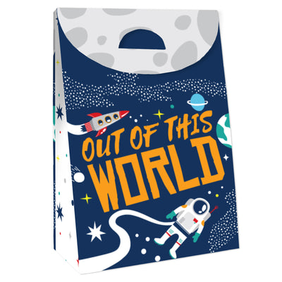 Blast Off to Outer Space - Rocket Ship Baby Shower or Birthday Gift Favor Bags - Party Goodie Boxes - Set of 12