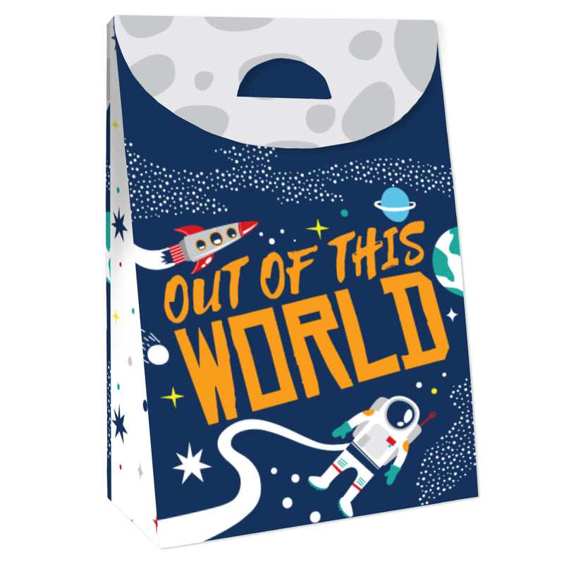 Blast Off to Outer Space - Rocket Ship Baby Shower or Birthday Gift Favor Bags - Party Goodie Boxes - Set of 12