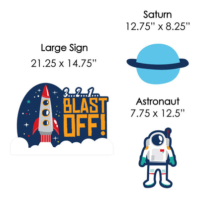 Blast Off to Outer Space - Yard Sign and Outdoor Lawn Decorations - Rocket Ship Baby Shower or Birthday Party Yard Signs - Set of 8