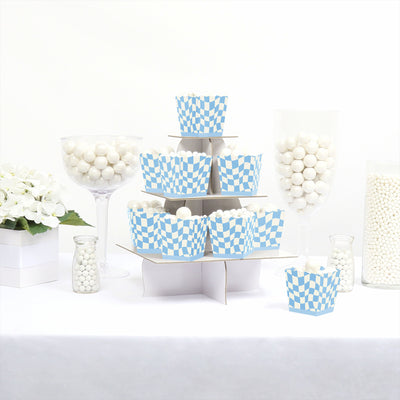 Blue Checkered Party - Party Mini Favor Boxes - Treat Candy Boxes - Set of 12