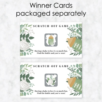 Boho Botanical Baby - Greenery Baby Shower Game Scratch Off Cards - 22 Count