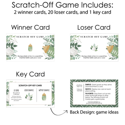 Boho Botanical Baby - Greenery Baby Shower Game Scratch Off Cards - 22 Count
