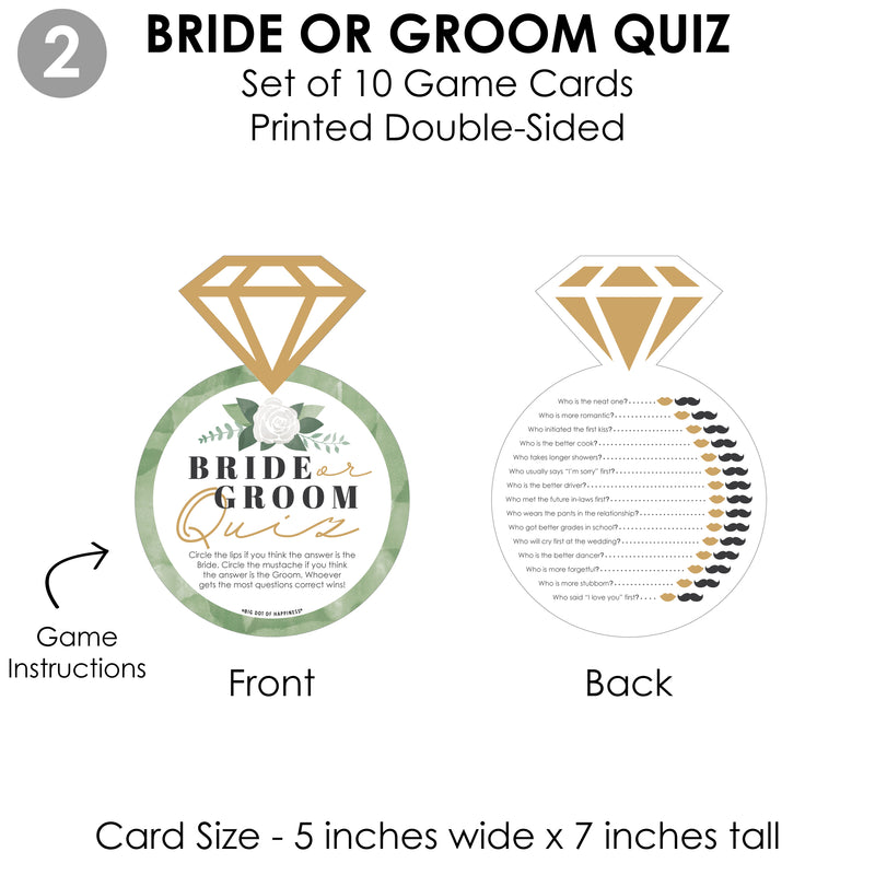 Boho Botanical Bride - 4 Greenery Bridal Shower Games - 10 Cards Each - Who Knows The Bride Best, Bride or Groom Quiz, What&