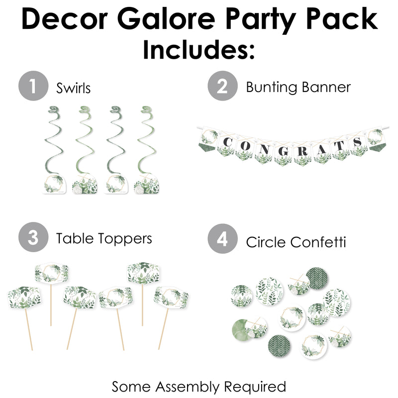 Boho Botanical - Greenery Party Supplies Decoration Kit - Decor Galore Party Pack - 51 Pieces