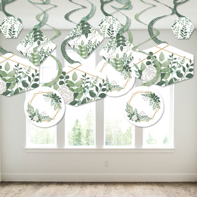 Boho Botanical - Greenery Party Hanging Decor - Party Decoration Swirls - Set of 40
