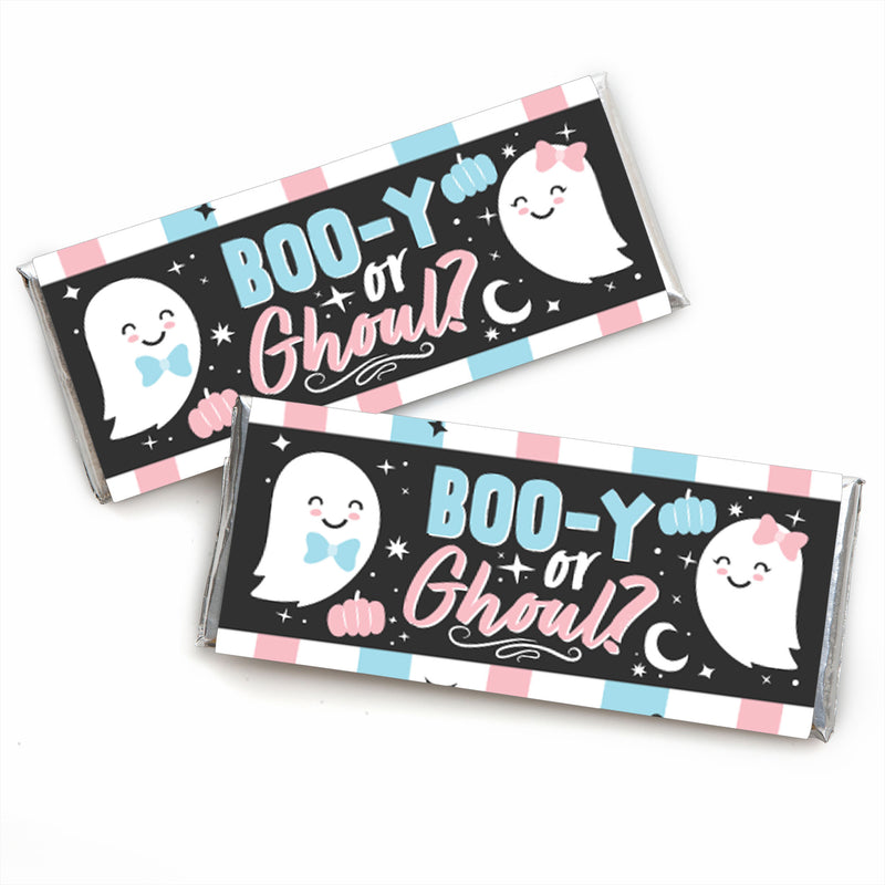 Boo-y or Ghoul - Candy Bar Wrapper Halloween Gender Reveal Party Favors - Set of 24