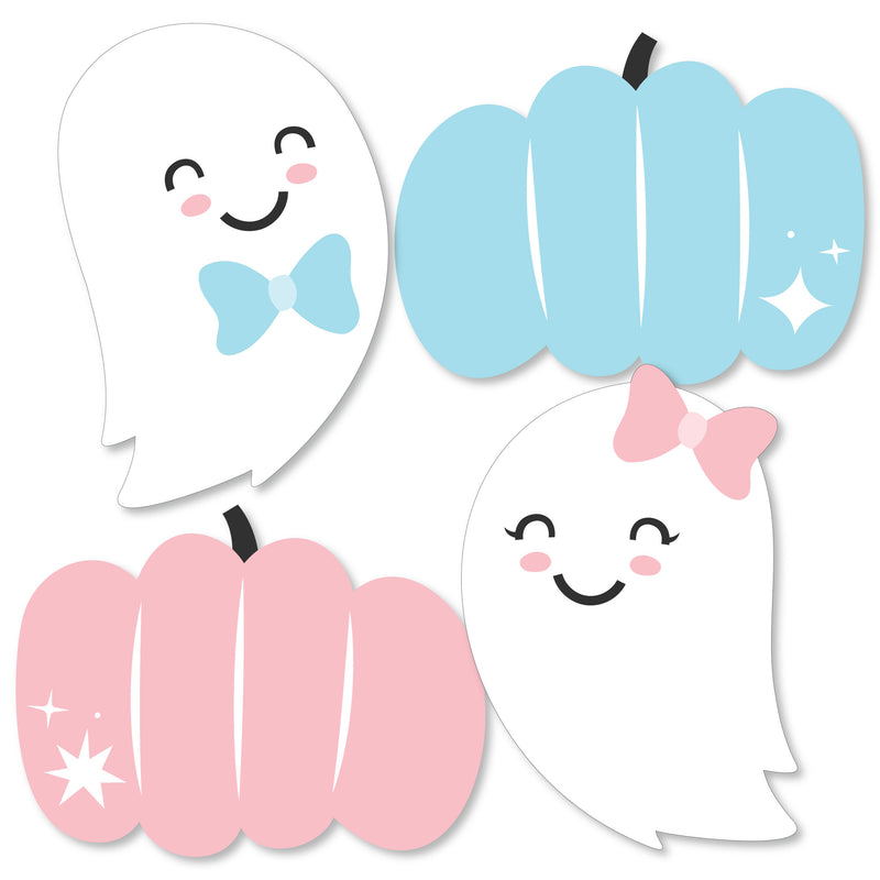 Boo-y or Ghoul - Ghost and Pumpkin Decorations DIY Halloween Gender Reveal Party Essentials - Set of 20