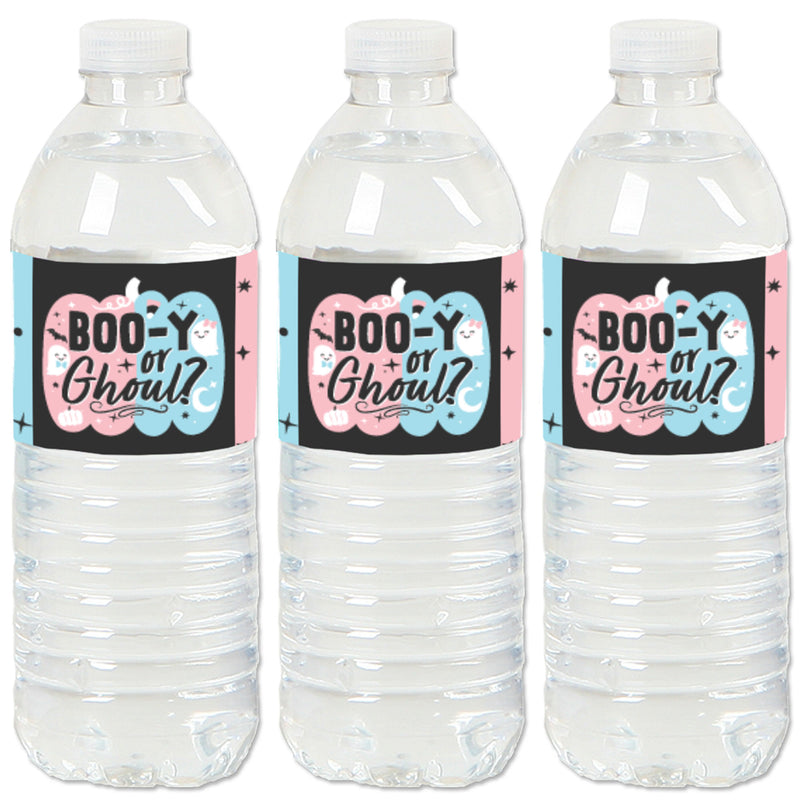 Boo-y or Ghoul - Halloween Gender Reveal Party Water Bottle Sticker Labels - Set of 20