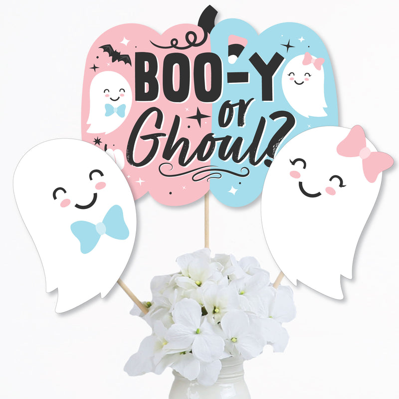 Boo-y or Ghoul - Halloween Gender Reveal Party Centerpiece Sticks - Table Toppers - Set of 15