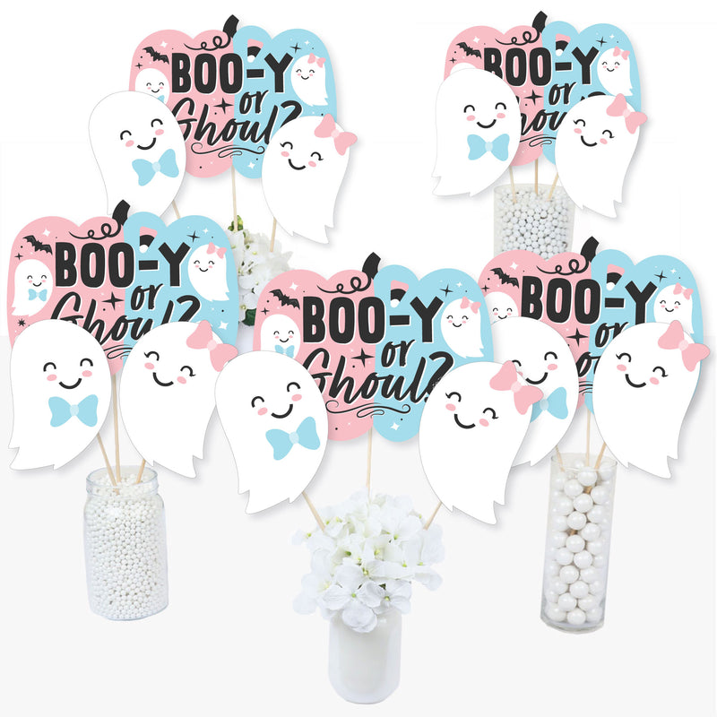 Boo-y or Ghoul - Halloween Gender Reveal Party Centerpiece Sticks - Table Toppers - Set of 15