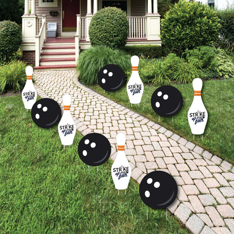 Strike Up the Fun - Bowling - Lawn Decorations - Outdoor Baby Shower or Birthday Party Yard Decorations - 10 Piece