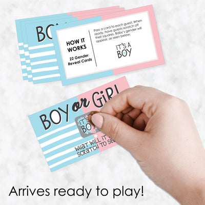 Boy Baby Gender Reveal - Team Boy or Girl Party Game Scratch Off Cards - Baby Shower Game - 22 Count