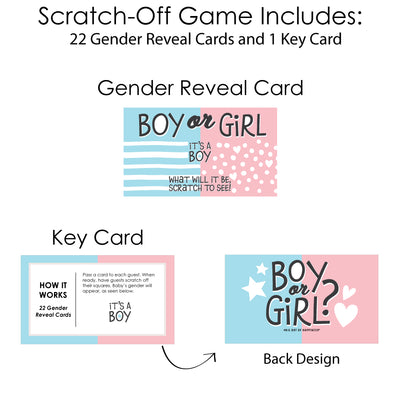 Boy Baby Gender Reveal - Team Boy or Girl Party Game Scratch Off Cards - Baby Shower Game - 22 Count