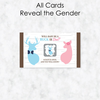 Boy Buck or Doe - Hunting Gender Reveal Scratch Off Cards - Baby Shower Game - 22 Count