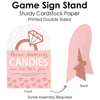 Bride Squad - How Many Candies Rose Gold Bridal Shower or Bachelorette Party Game - 1 Stand and 40 Cards - Candy Guessing Game