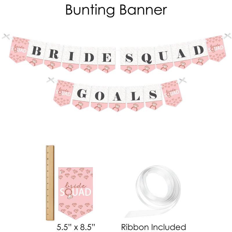 Bride Squad - Rose Gold Bridal Shower or Bachelorette Party Supplies - Banner Decoration Kit - Fundle Bundle