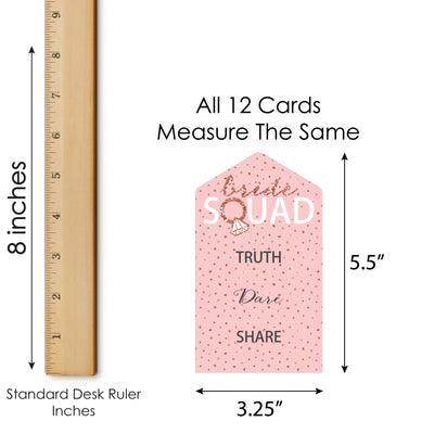 Bride Squad - Rose Gold Bridal Shower or Bachelorette Party Game Pickle Cards - Truth, Dare, Share Pull Tabs - Set of 12