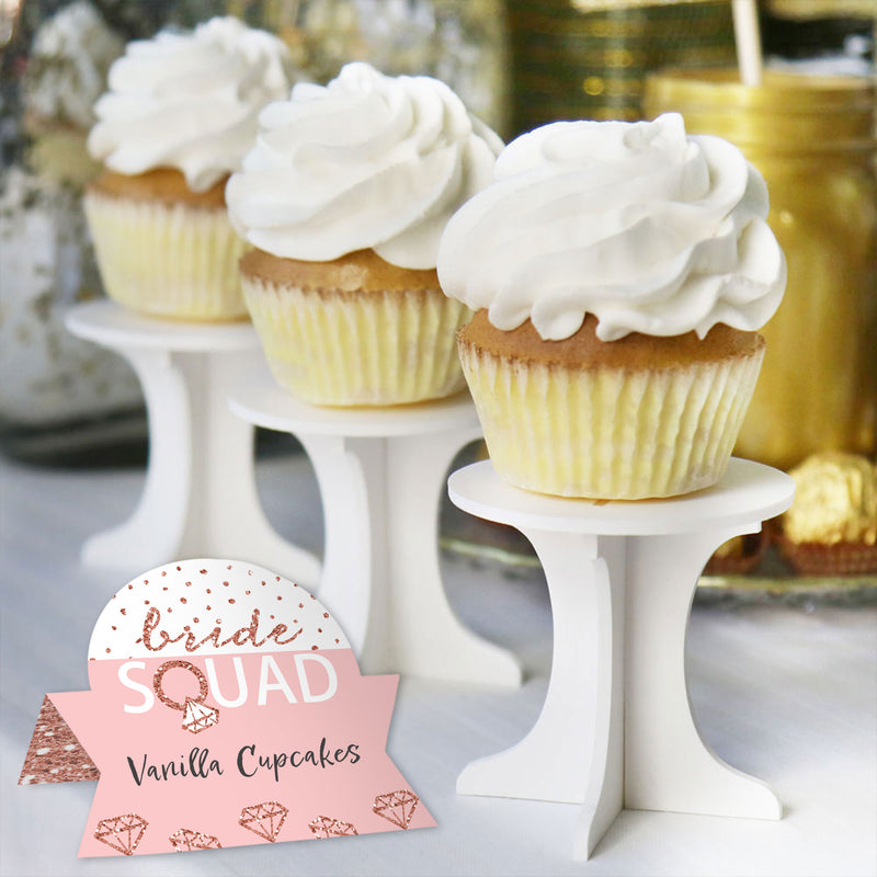Bride Squad - Rose Gold Bridal Shower or Bachelorette Party Tent Buffet Card - Table Setting Name Place Cards - Set of 24