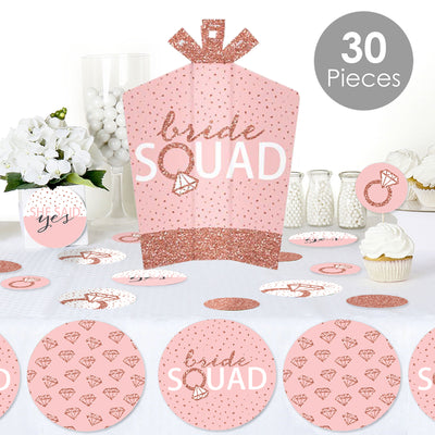 Bride Squad - Rose Gold Bridal Shower or Bachelorette Party Decor and Confetti - Terrific Table Centerpiece Kit - Set of 30