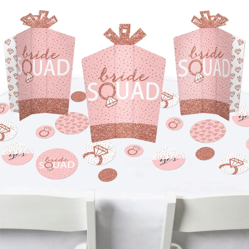 Bride Squad - Rose Gold Bridal Shower or Bachelorette Party Decor and Confetti - Terrific Table Centerpiece Kit - Set of 30