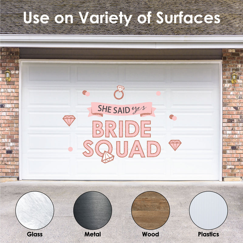 Bride Squad - Peel and Stick Rose Gold Bridal Shower or Bachelorette Party Decoration - Wall Decals Backdrop
