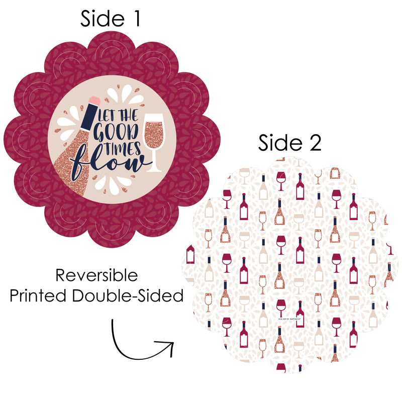 But First, Wine - Wine Tasting Party Round Table Decorations - Paper Chargers - Place Setting For 12