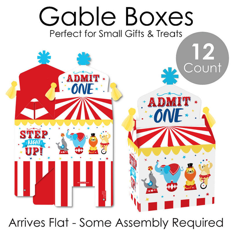 Carnival - Step Right Up Circus - Treat Box Party Favors - Carnival Themed Party Goodie Gable Boxes - Set of 12