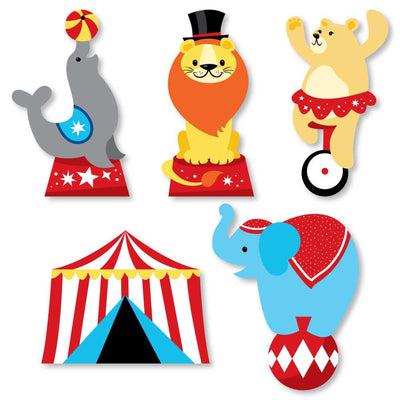 Carnival - Step Right Up Circus - DIY Shaped Carnival Themed Party Cut-Outs - 24 Count