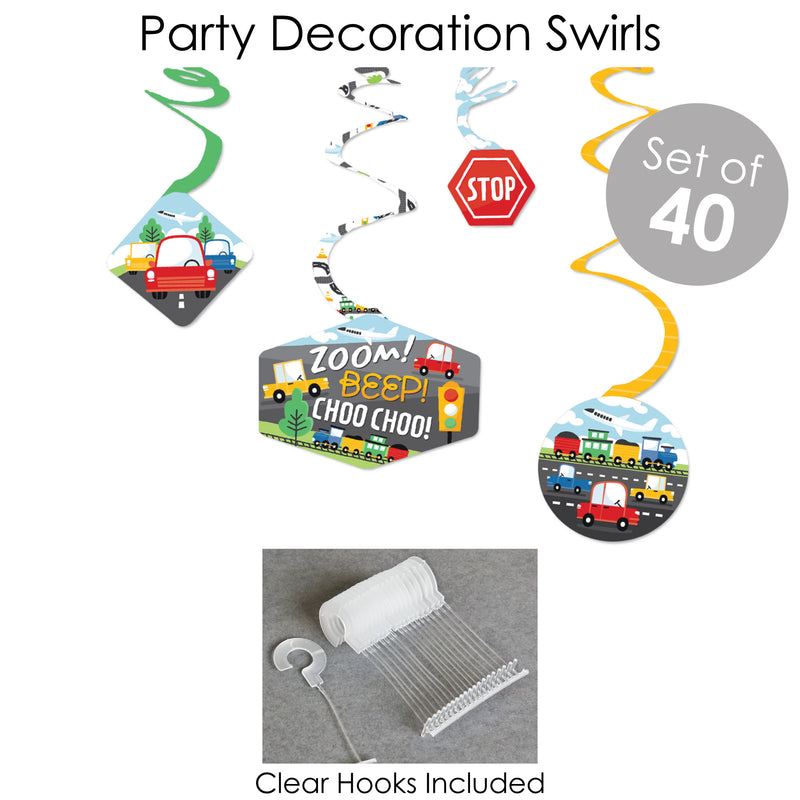 Cars, Trains, and Airplanes - Transportation Birthday Party Supplies - Banner Decoration Kit - Fundle Bundle