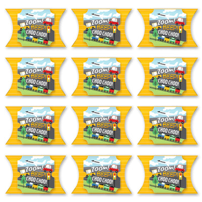 Cars, Trains, and Airplanes - Favor Gift Boxes - Transportation Birthday Party Large Pillow Boxes - Set of 12