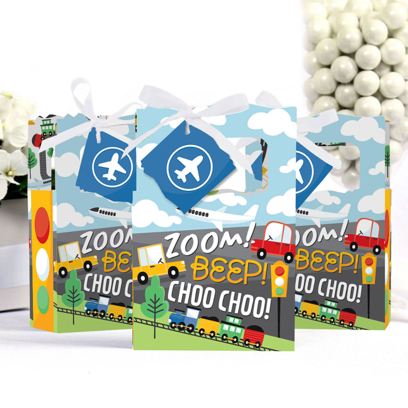 Cars, Trains, and Airplanes - Transportation Birthday Party Favor Boxes - Set of 12