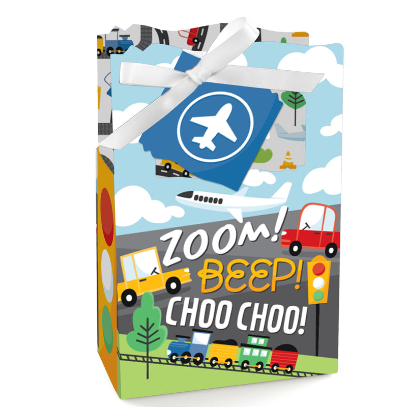 Cars, Trains, and Airplanes - Transportation Birthday Party Favor Boxes - Set of 12