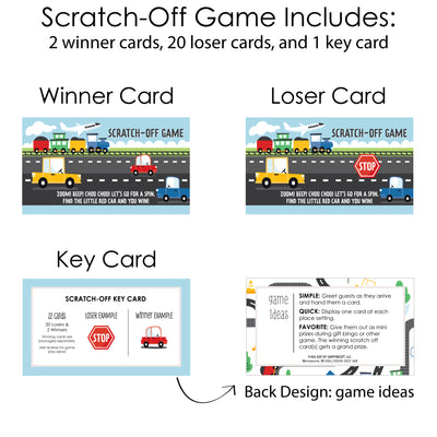 Cars, Trains, and Airplanes - Transportation Birthday Party Game Scratch Off Cards - 22 Count
